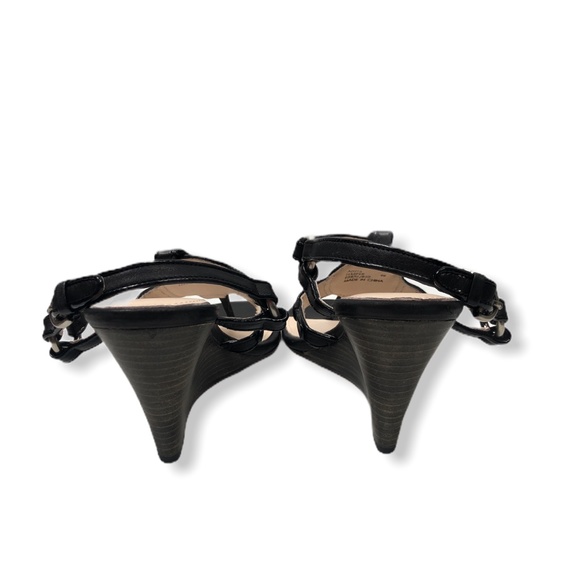 Coach Harper Sz 9B Black Leather Wedge Sandal - Picture 5 of 7